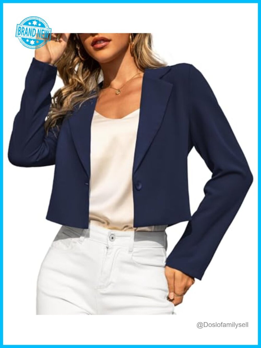 Cropped Blazer Womens Lightweight Single Button Notched Lapel